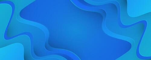 Abstract Fluid Blue Wave Background in Papercut Style vector