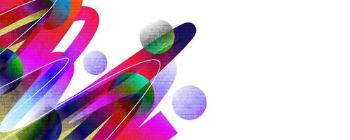 Abstract Geometric Background with Colorful Gradient Shapes and Spheres with Texture Effect. Creative Design for Banner, Poster or Advertising vector