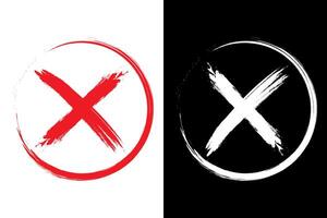 Error, wrong, stop and no hand drawn X mark. Rejected sign in grunge style. vector
