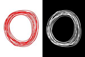 Hand drawn red and white circle on an isolated background. vector