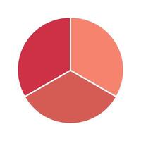 One third fraction circle. Three parts fraction circle divided into three equal segments geometry illustration. vector