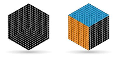 Isometric base twelve blocks for kids preschool. Isometric cube base 12 place value illustration. vector