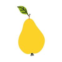 Bright yellow pear with green leaf on a clean white background showcasing simplicity and freshness vector
