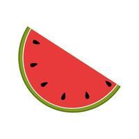 Colorful watermelon slice on a white background showcasing vibrant red flesh and seeds vector