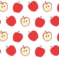 Bright red apples in a repeating pattern on a white background showcasing fruit design vector