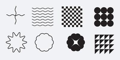 Retro futuristic elements for design. Symbols and objects in y2k style vector