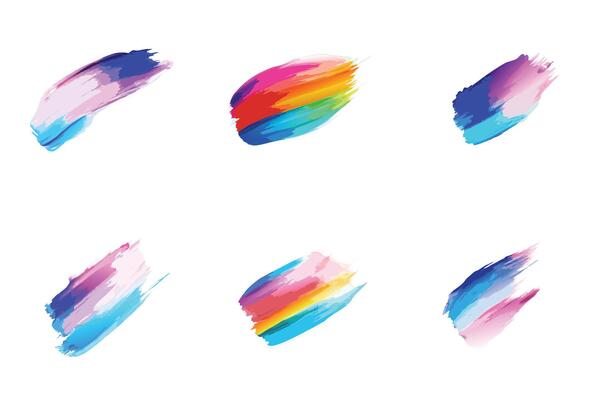 Set of collection of gradients color brush watercolor isolated on white background