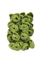 Spinach agnolotti with ricotta filling on neutral background png