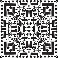 Monochrome black white symmetrical repeat tribal seamless pattern. Hand drawn abstract ink endless background artwork that can be used for tattoo vector