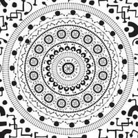 Mandala line seamless pattern print. black white geometric background than can be used for coloring book or poster vector