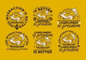 Less interaction is better. 6 different type of Character design of monkey sleep on the sofa vector