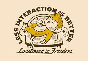 Less interaction is better. Character design of monkey sleep on the sofa, good for t shirt prints vector