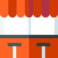 An orange and white building with a red awning vector