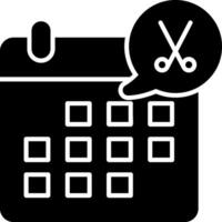 A calendar with scissors and a speech bubble vector
