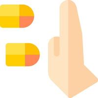 A hand pointing to a pill and a pill vector