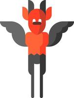 A cartoon devil with wings and a red face vector