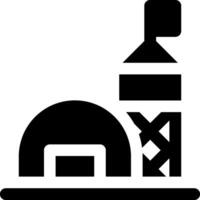 A black and white image of a building with a tower vector