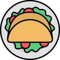 A taco is shown on a plate in a circle vector
