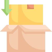 An open box with a green arrow pointing up vector