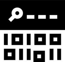 A black and white image of a key and a magnifying glass vector