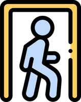 An icon of a man walking through an open door vector