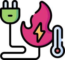 A pink and green plug with a flame and a thermometer vector