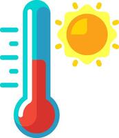 A thermometer and sun are shown next to each other vector