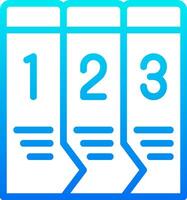 A blue and white icon with three books vector