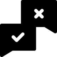 Two speech bubbles with a tick and cross vector