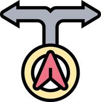 A red arrow pointing to a symbol with a red arrow vector