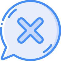 An x symbol in a speech bubble vector