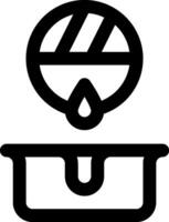 A black and white icon of a bucket with a hat on it vector