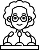 A cartoon woman with glasses and a microphone vector