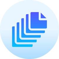 A blue icon with a stack of paper files vector