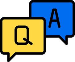 Two speech bubbles with the letter q and a vector