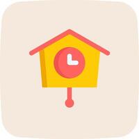 A cuckoo clock icon with a clock inside vector