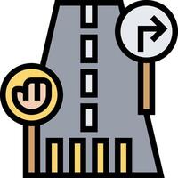 A road with a sign pointing to the left and right vector