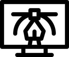 A computer monitor with a pen and a pencil vector