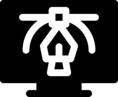 A black and white icon of a computer monitor vector