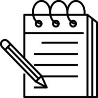 A notebook with a pen and paper icon vector