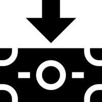A black and white icon of a pipe with an arrow pointing down vector