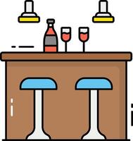 Bar with two stools and wine bottles vector