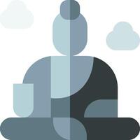 A buddha sitting in meditation with clouds in the background vector