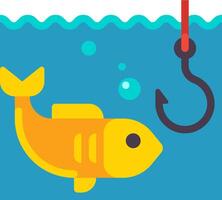 Fish and hook on the water with a hook vector