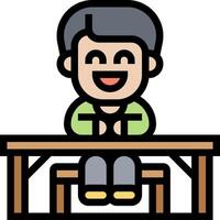 A man sitting at a table with a smile on his face vector