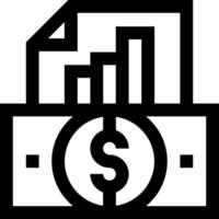A black and white icon of a dollar sign vector