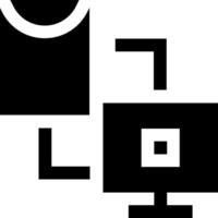A black and white image of a computer and a shirt vector