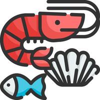 Shrimp and shellfish icon illustration vector