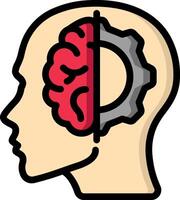 A person's head with a gear in the middle of it vector