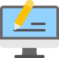 A computer monitor with a pencil and a check mark vector